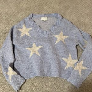 Pink rose blue star sweater